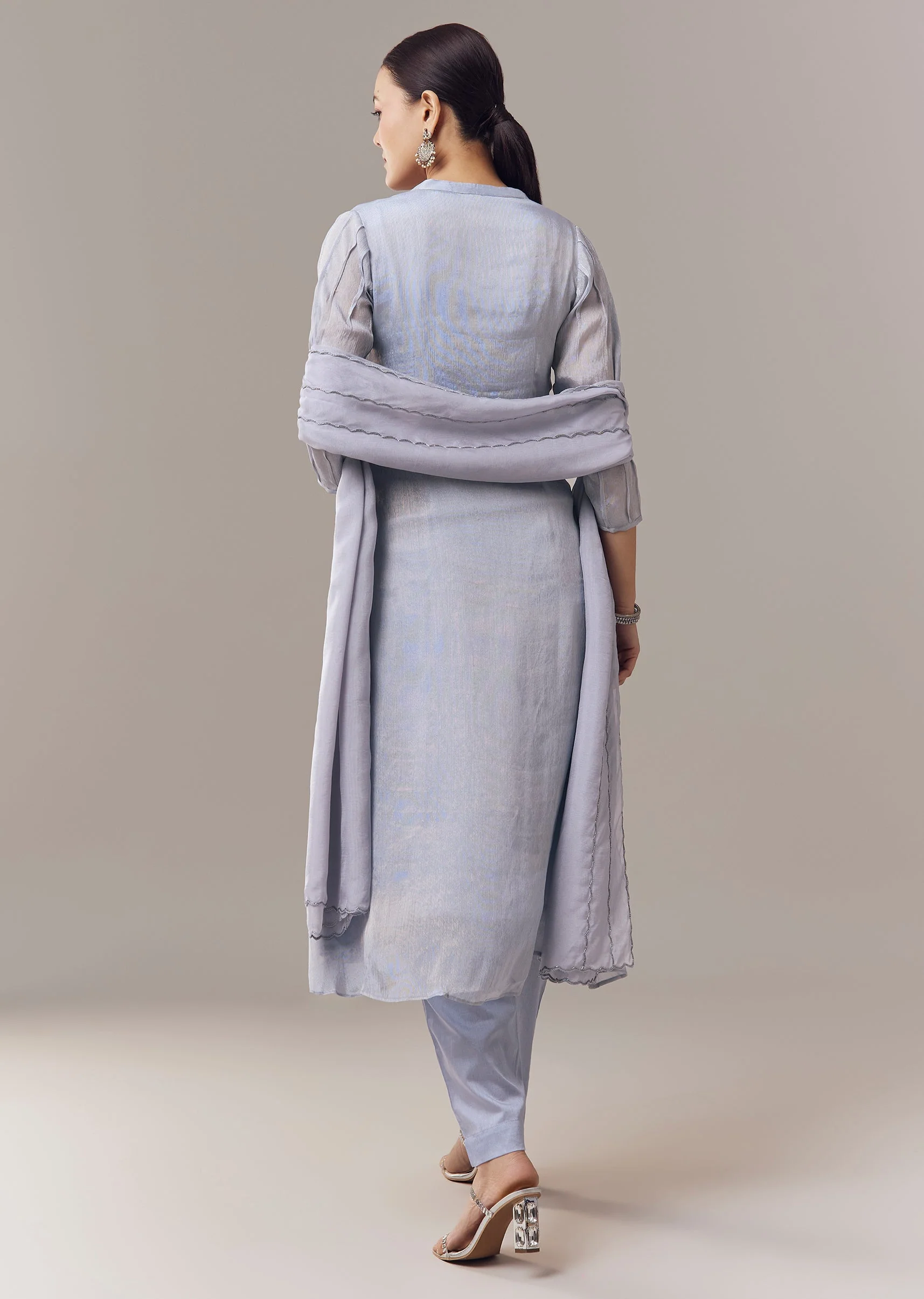 Powder Blue Anarkali Suit With Cut Dana And Resham Work And Dupatta - Image 5