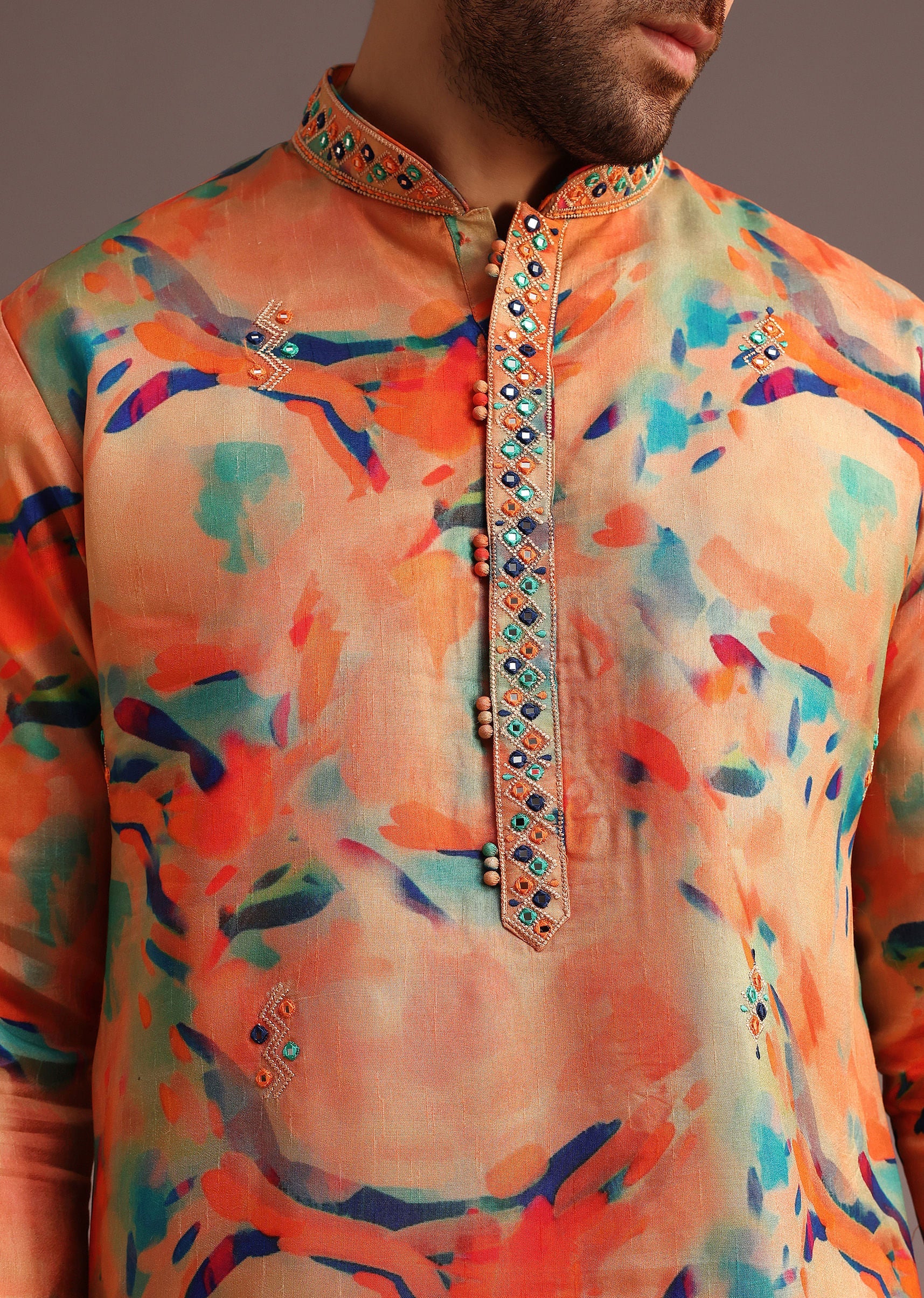 Print Multi Colour Abstract Print Kurta And Pant - Image 3