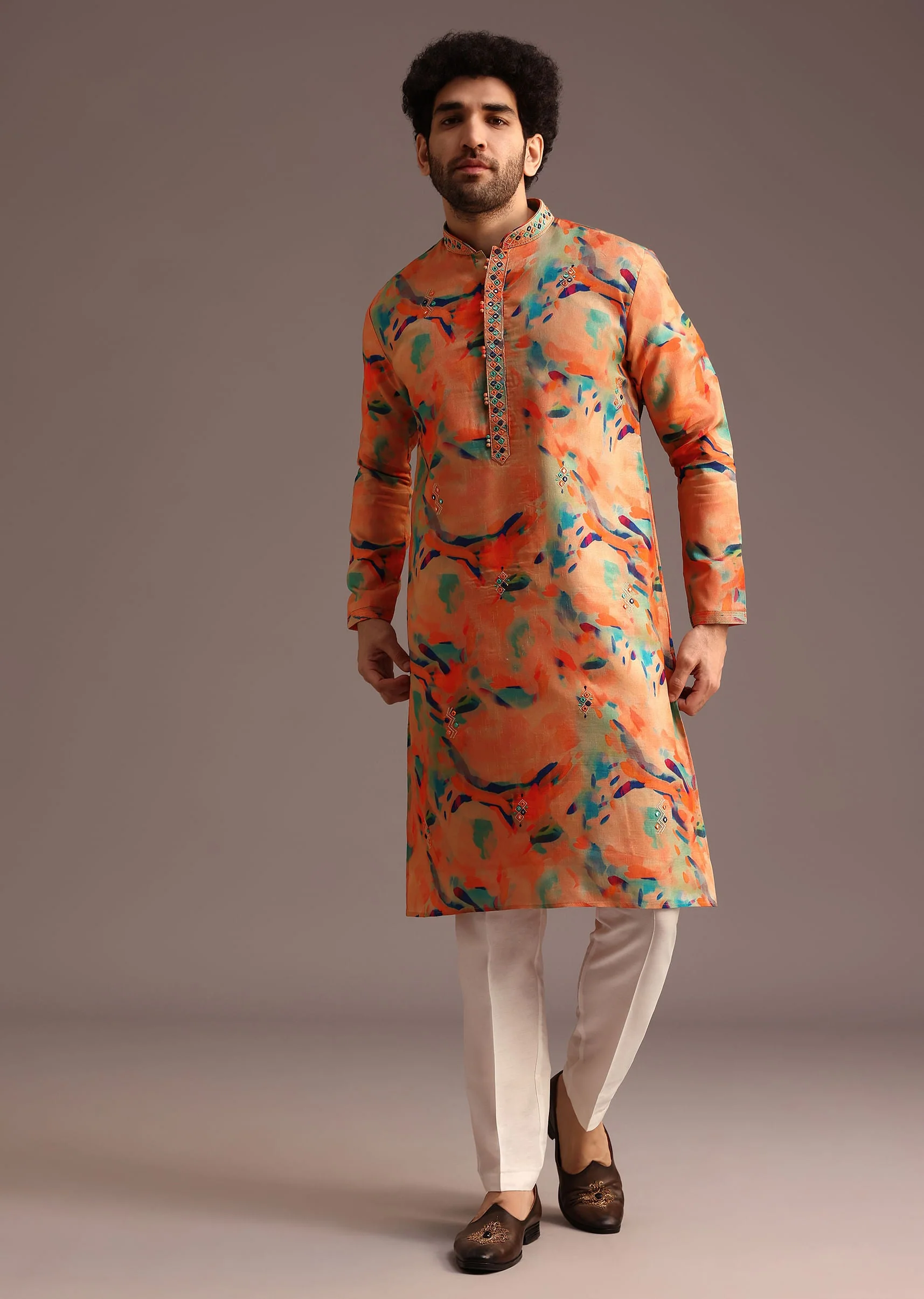 Print Multi Colour Abstract Print Kurta And Pant - Image 4