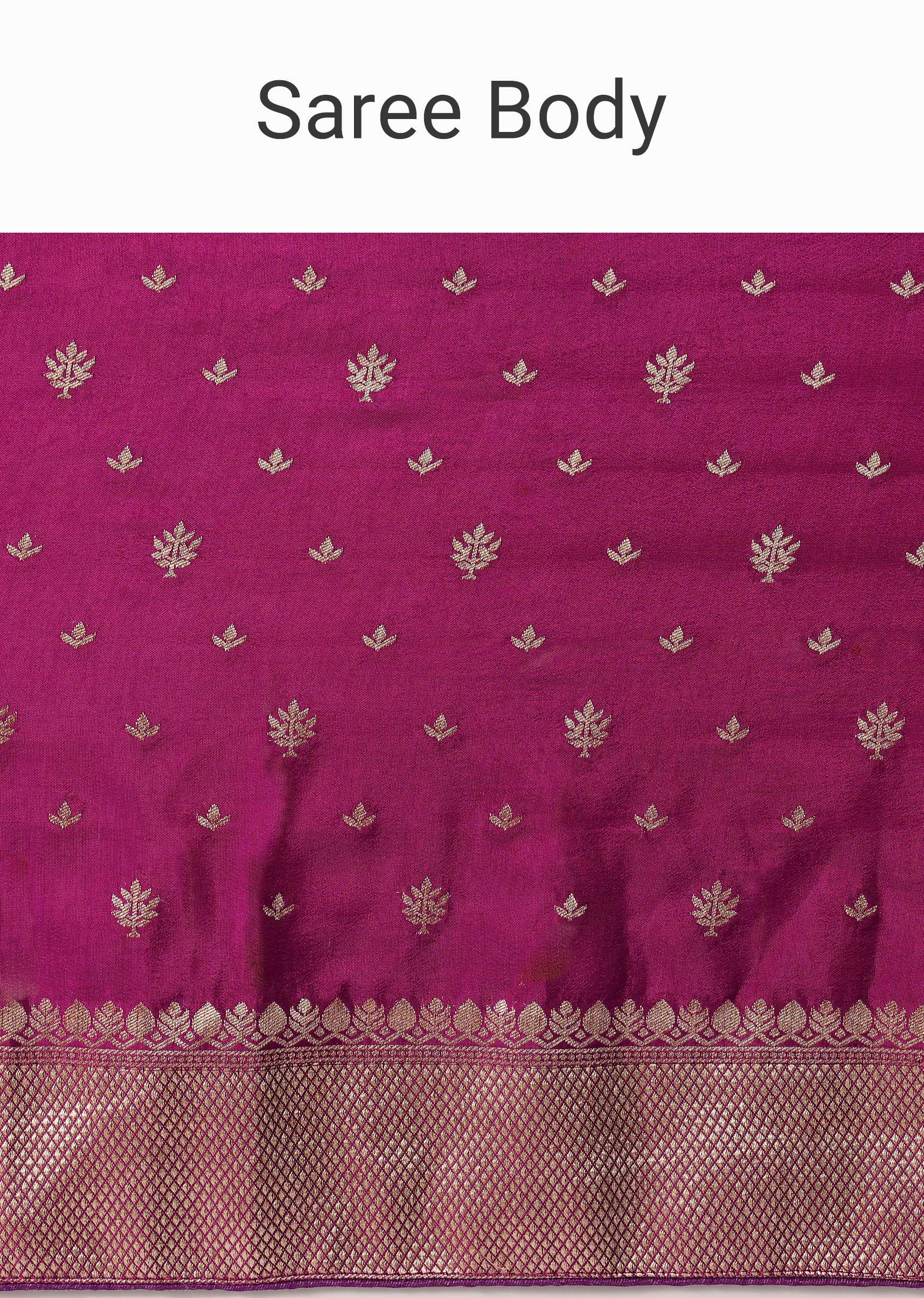 Purple Banarasi Silk Handloom Saree With Woven Motifs And Unstitched Blouse Piece - Image 9