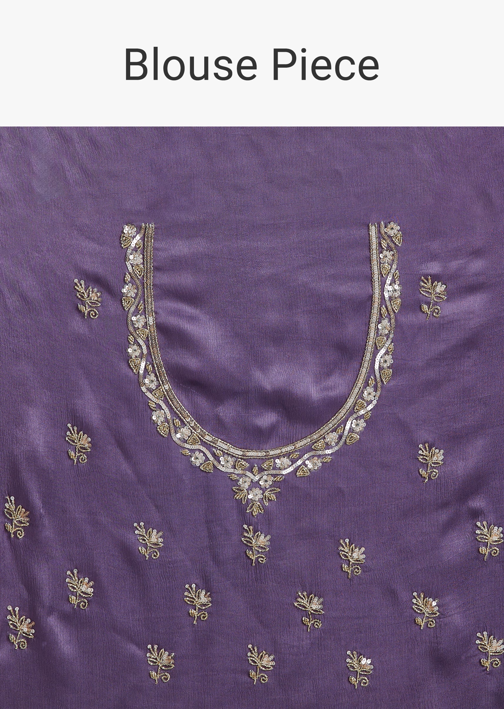 Purple Chinon Saree With Heavy Hand Embroidery - Image 10