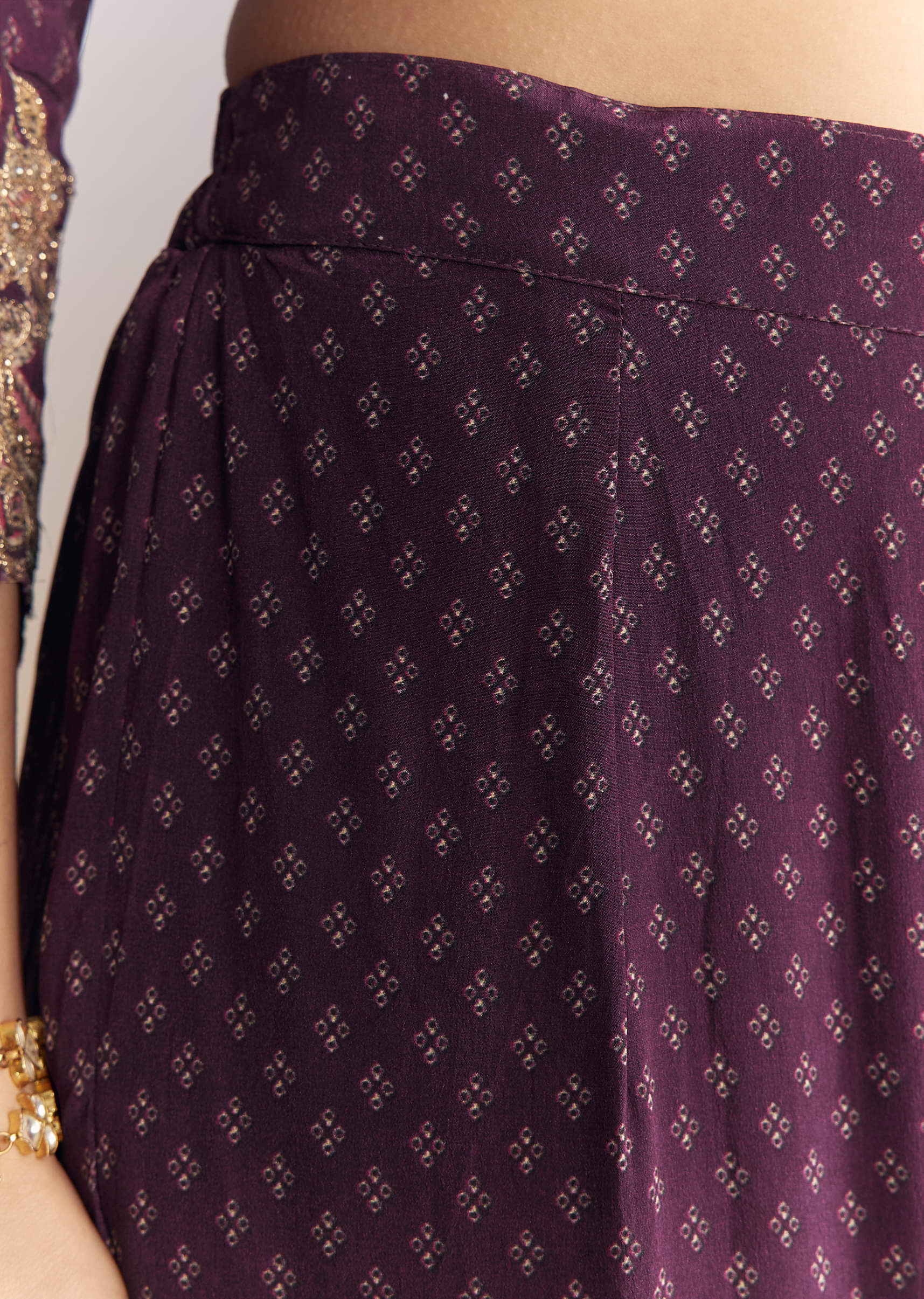 Purple Crepe Sharara Suit With Indie Print And Zari Work - Image 6