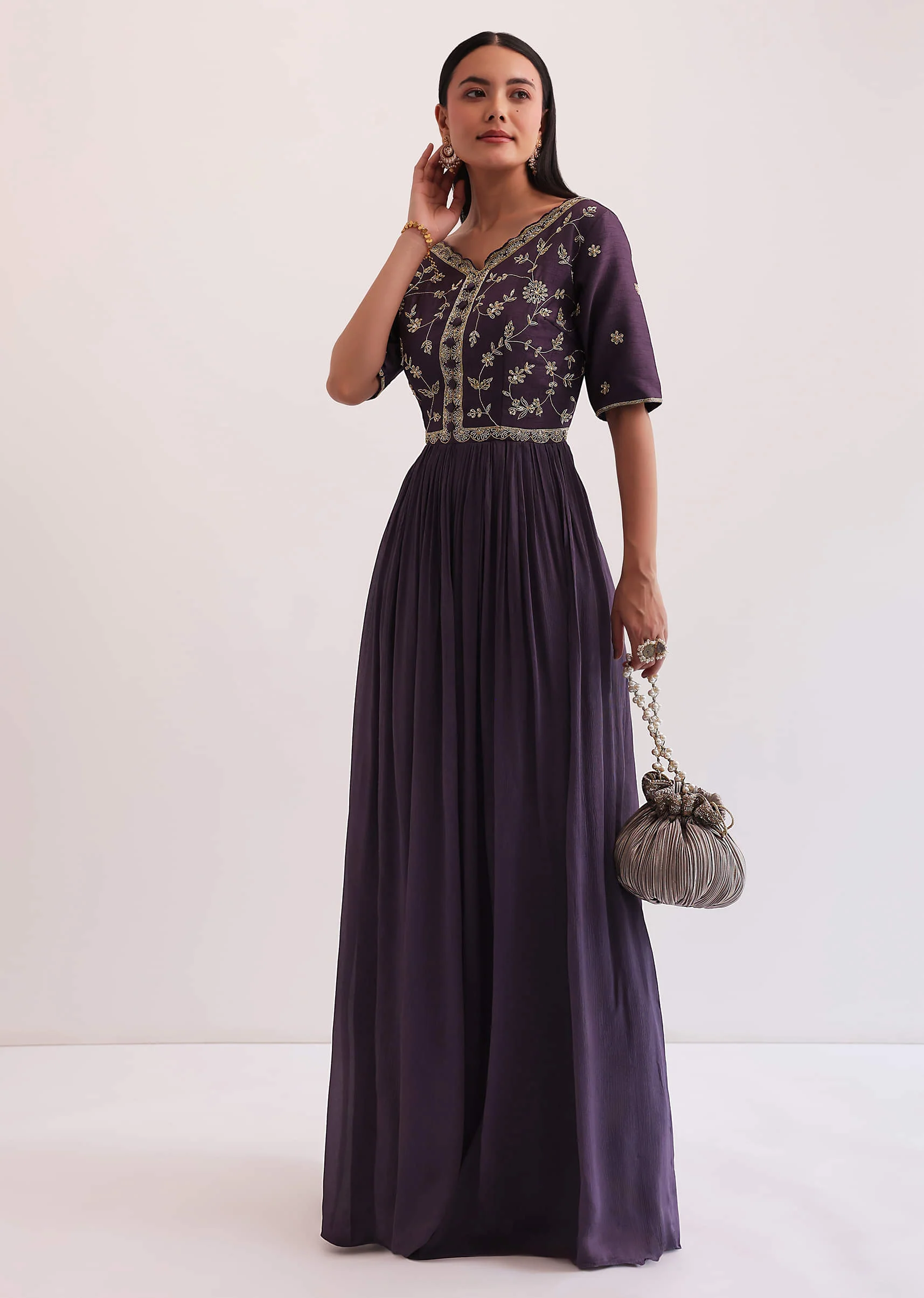 Purple Zari Embroidered Anarkali - Image 7