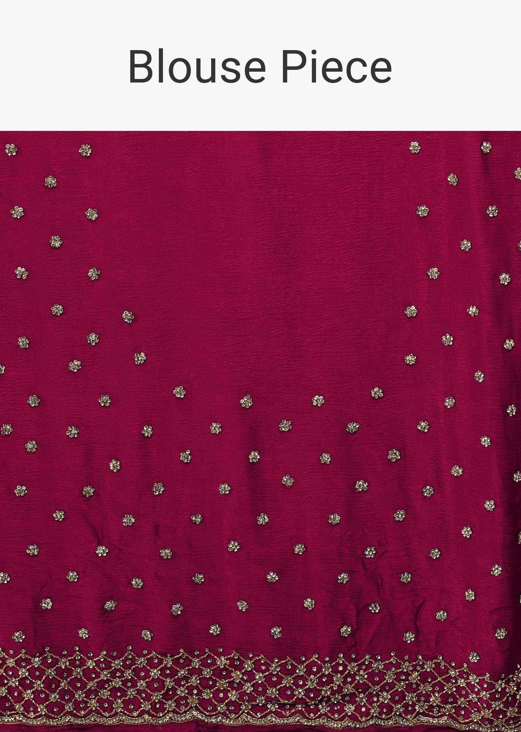 Rani Pink Saree In Chiffon With Cut Dana And Stones Embroidery - Image 7