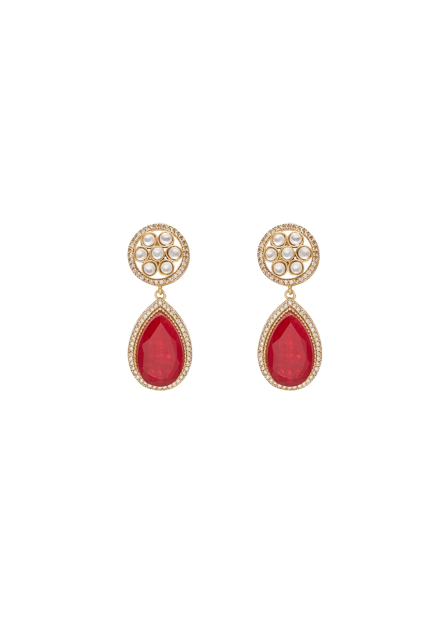 Red And Gold Teardrop Pendant Necklace Set - Image 4