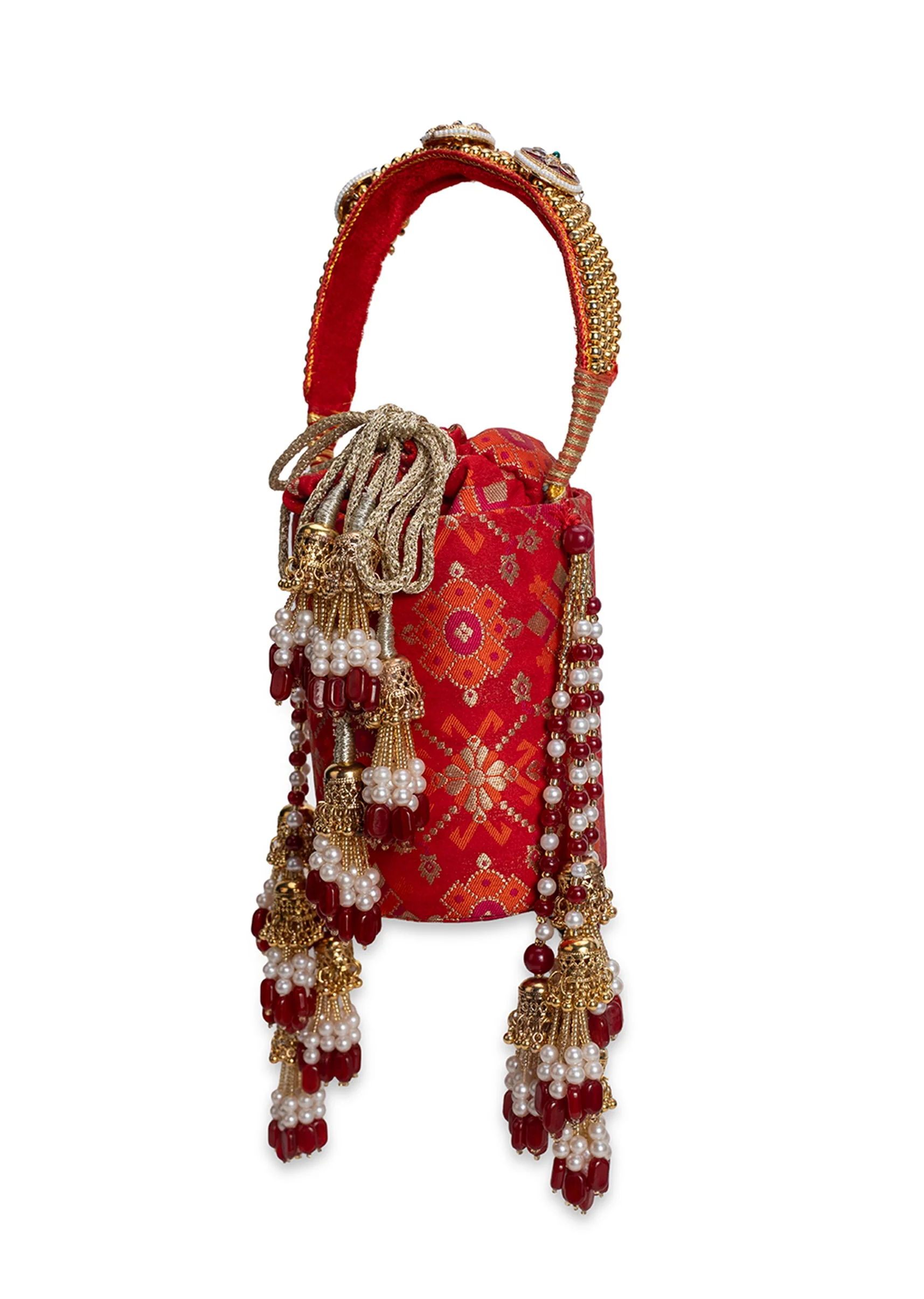 Red Cotton Potli Bag - Image 5