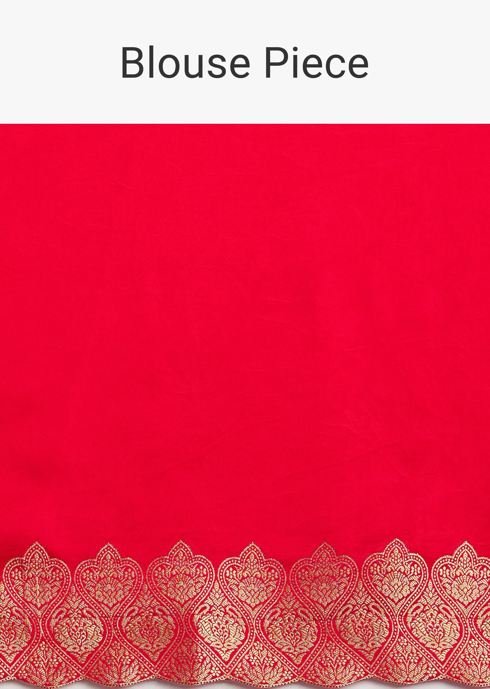 Red Satin Silk Butti Woven Saree With Scallop Brocade Border - Image 9