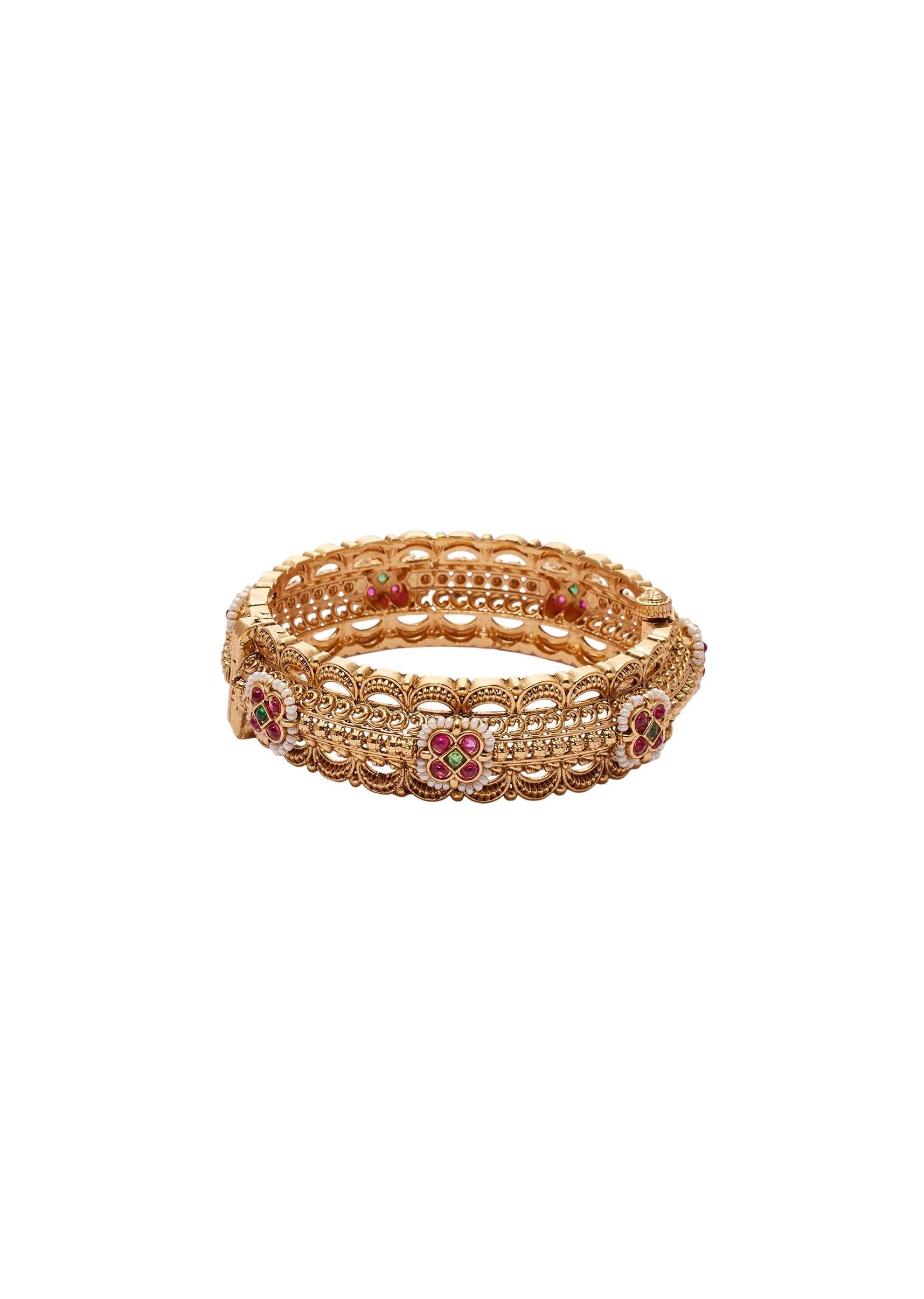 Red Stone Rajwadi Bangles - Image 2