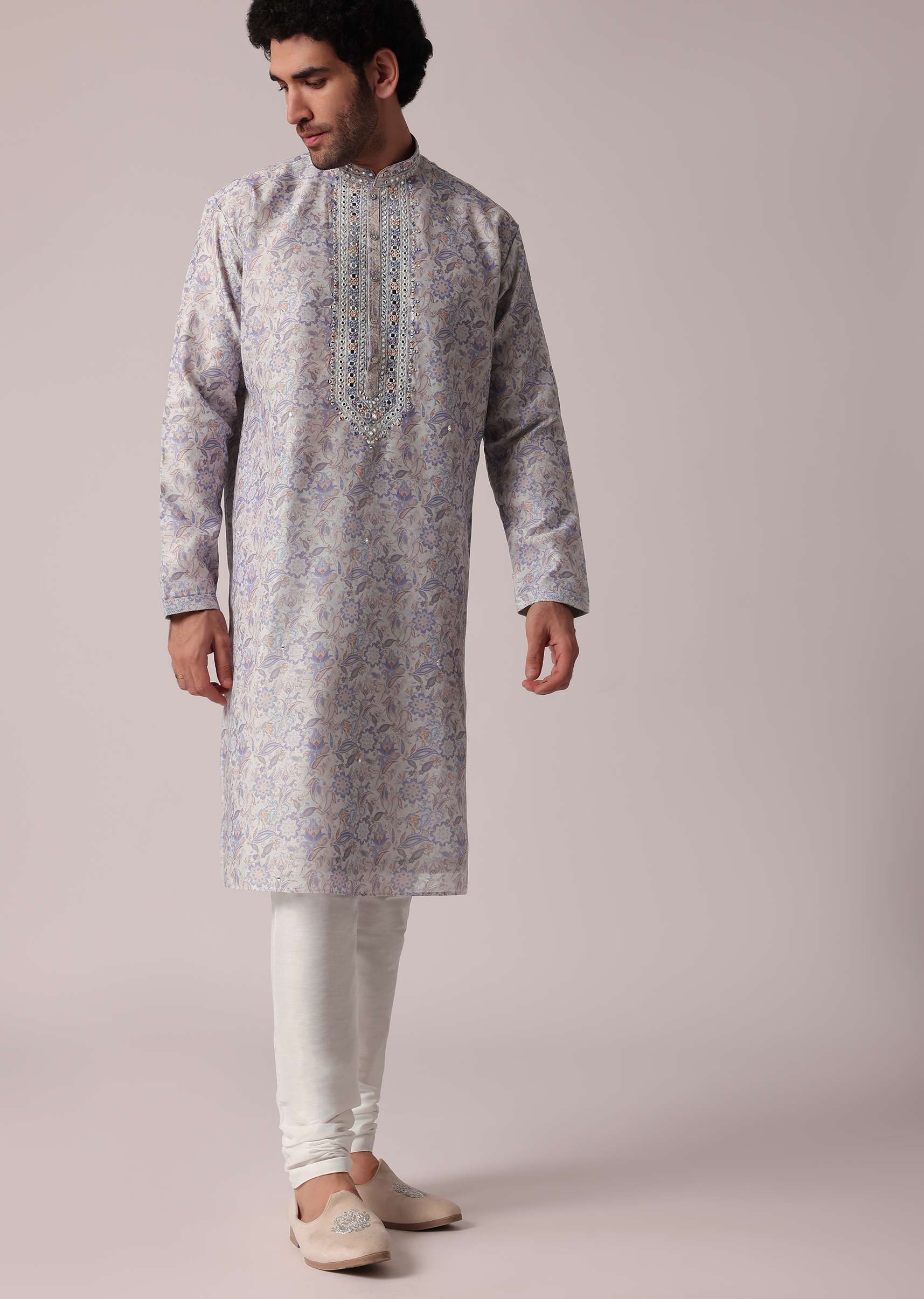 Regal Purple Kurta Set For Men - Image 3