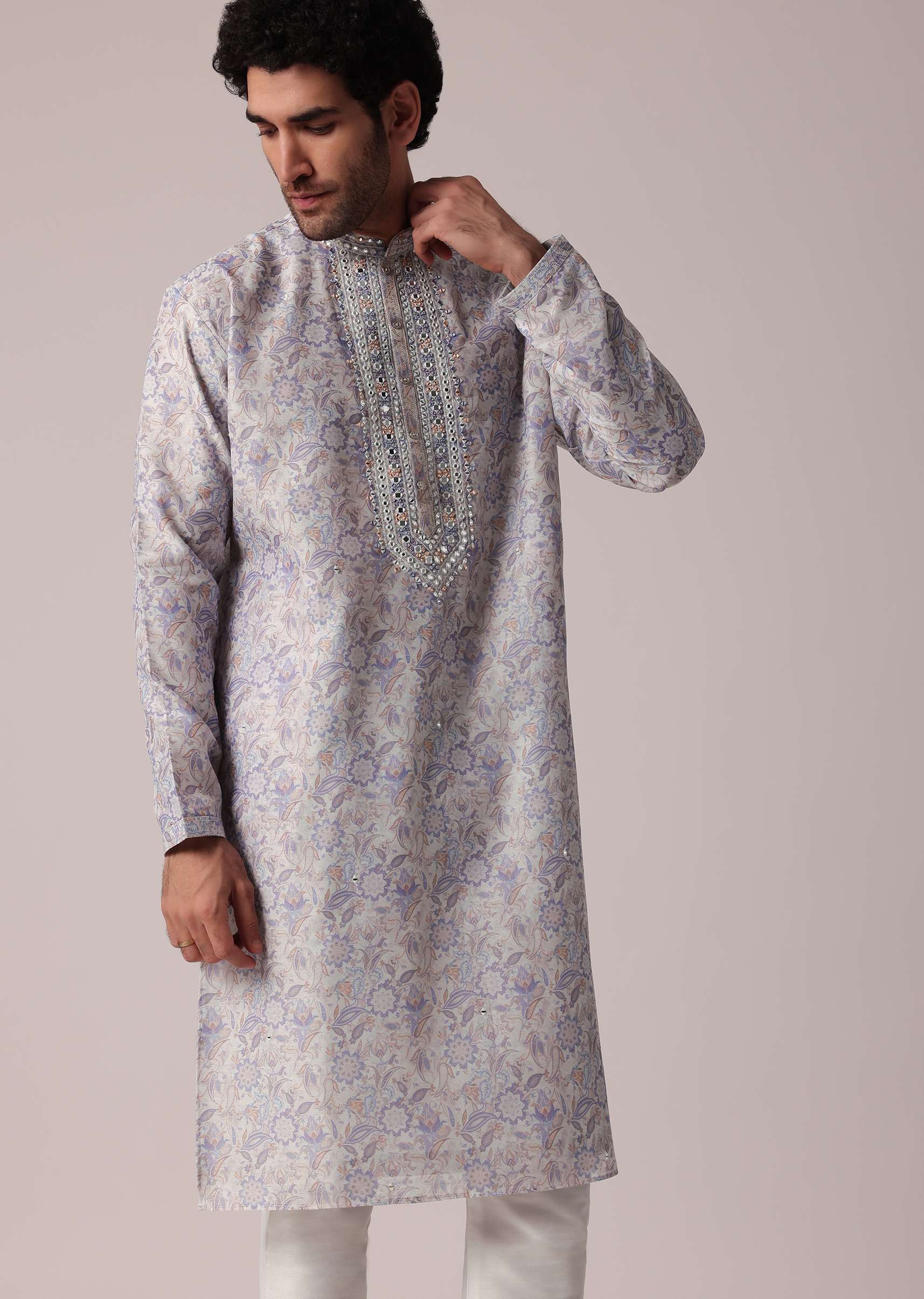 Regal Purple Kurta Set For Men - Image 4