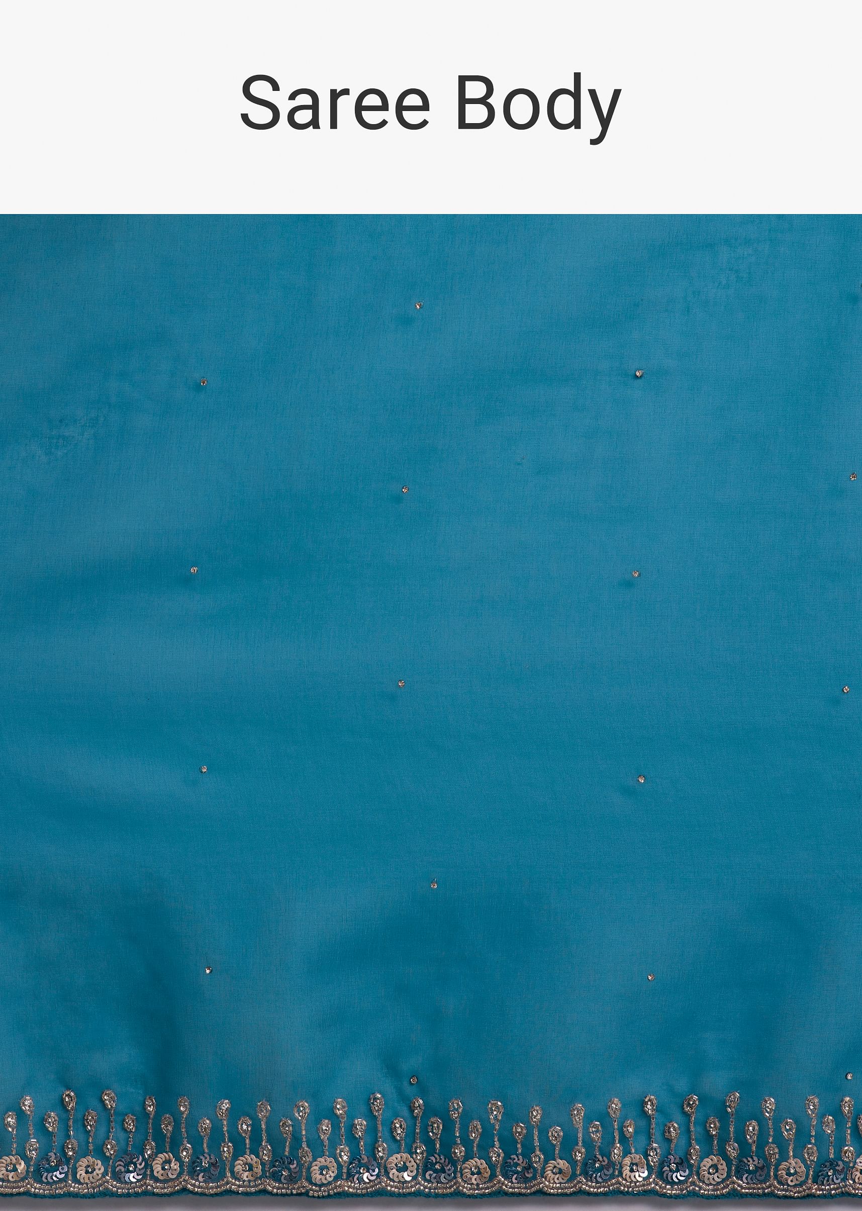 Sapphire Blue Organza Saree With Sequins And Cutdana Embellished Border - Image 9