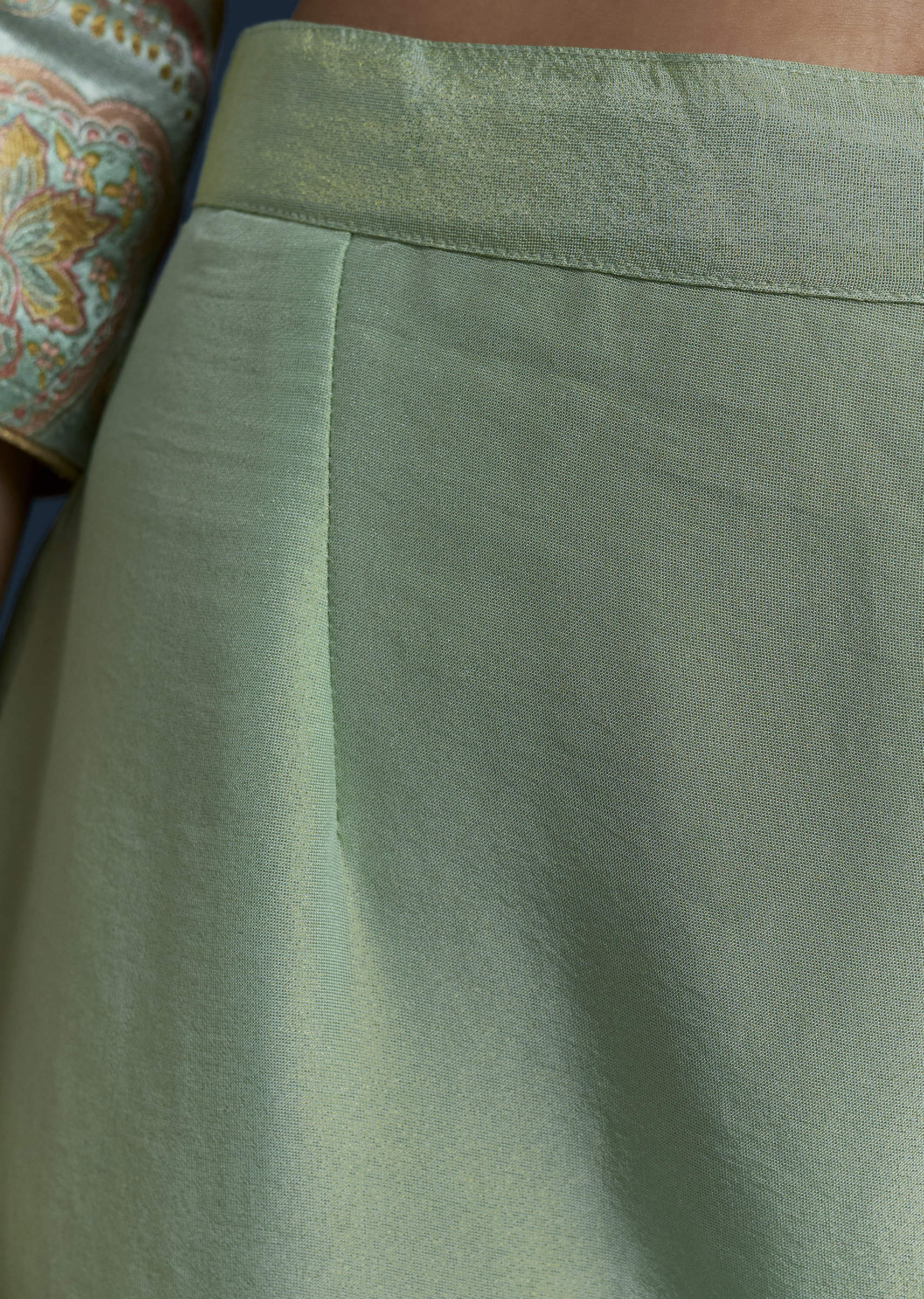 Sea Green Tissue Silk Kurta Set With Jacquard Weave - Image 6