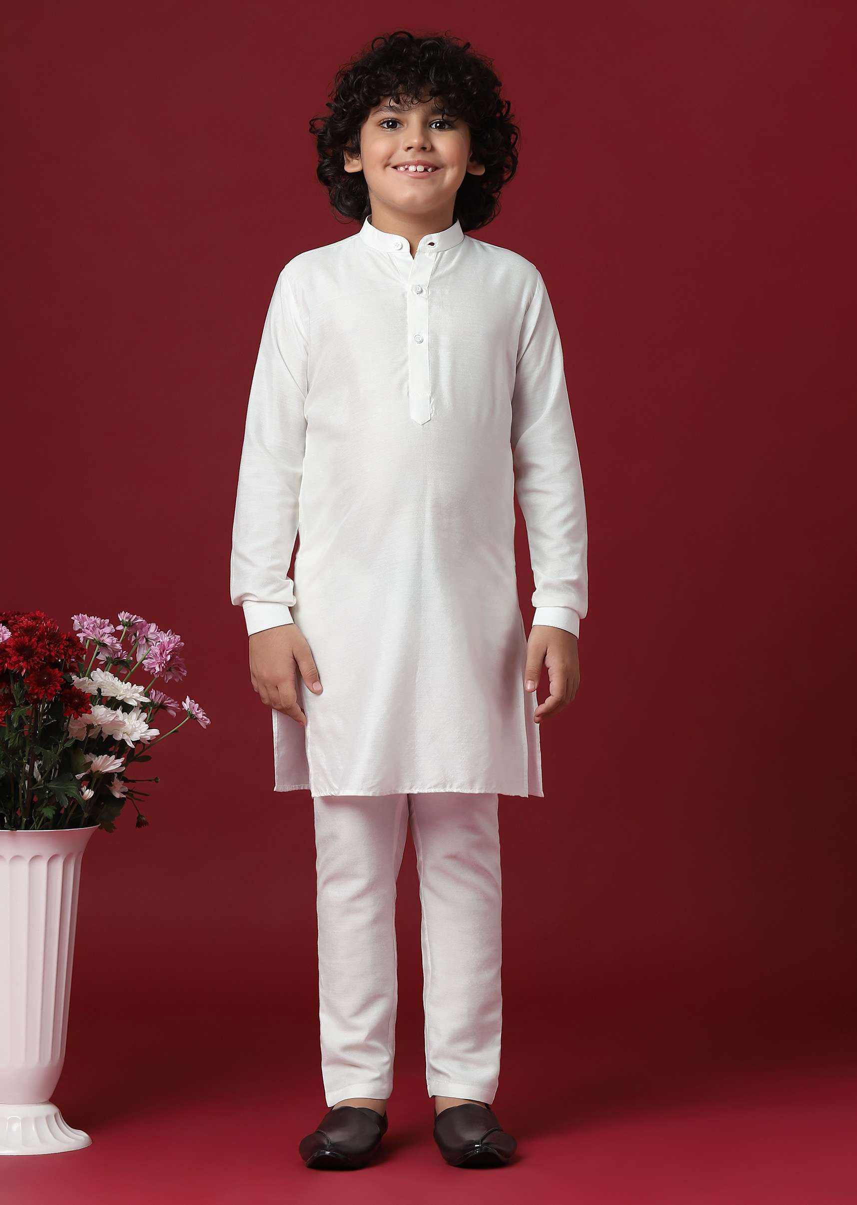 Silk Printed Jacket Kurta Set in Blue - Image 6