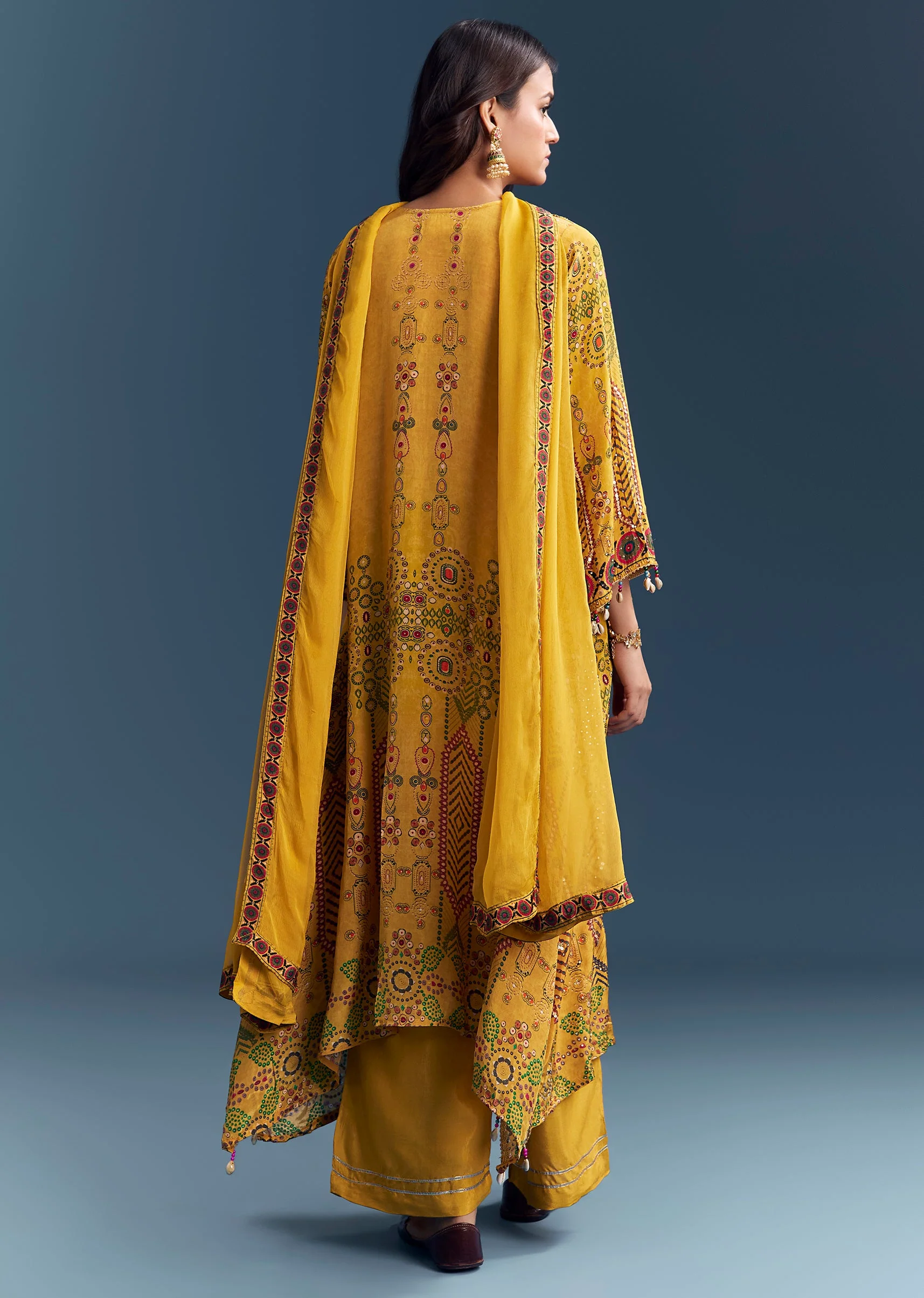 Sunshine Yellow Twin Ensemble – Crepe Sequin Kurta Set For Her And Yellow Kurta Jacket Set For Him - Image 5