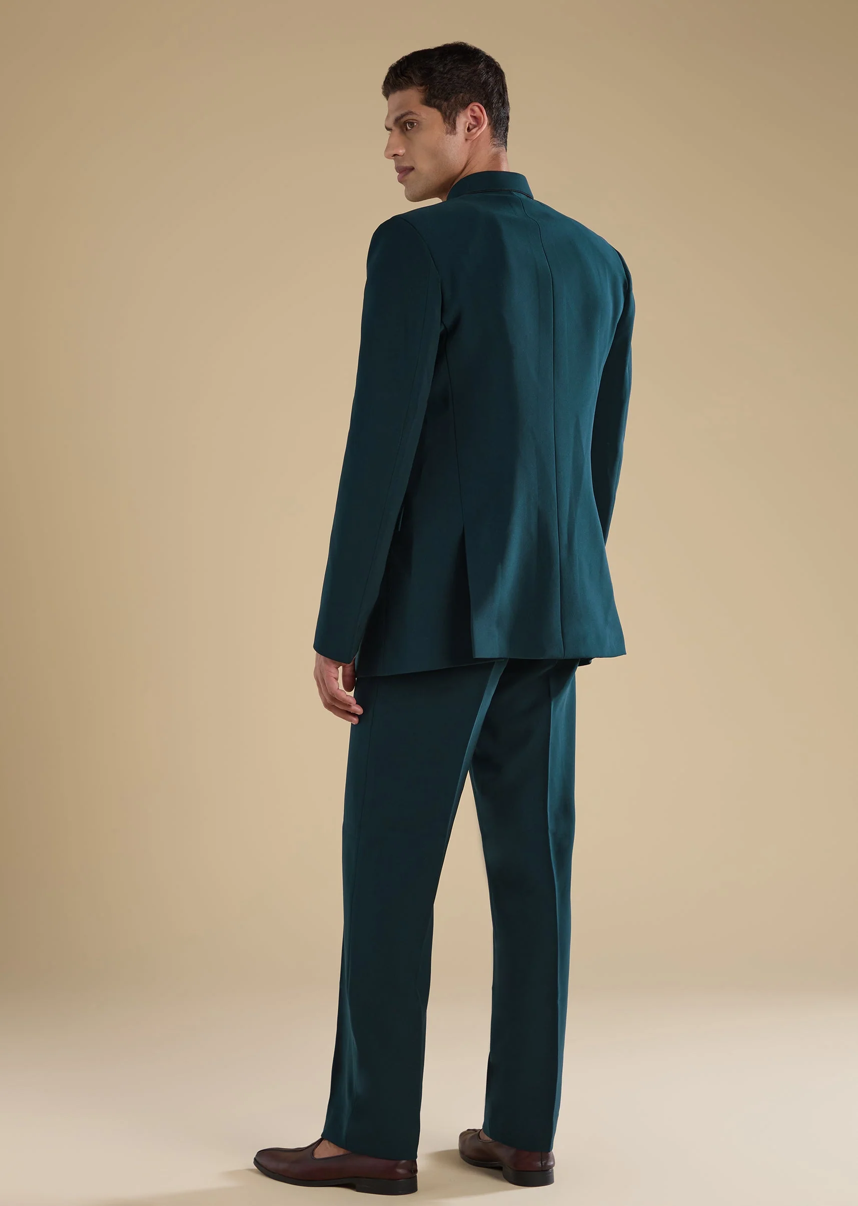 Teal Tuxedo Set With Shirt And Trousers - Image 5