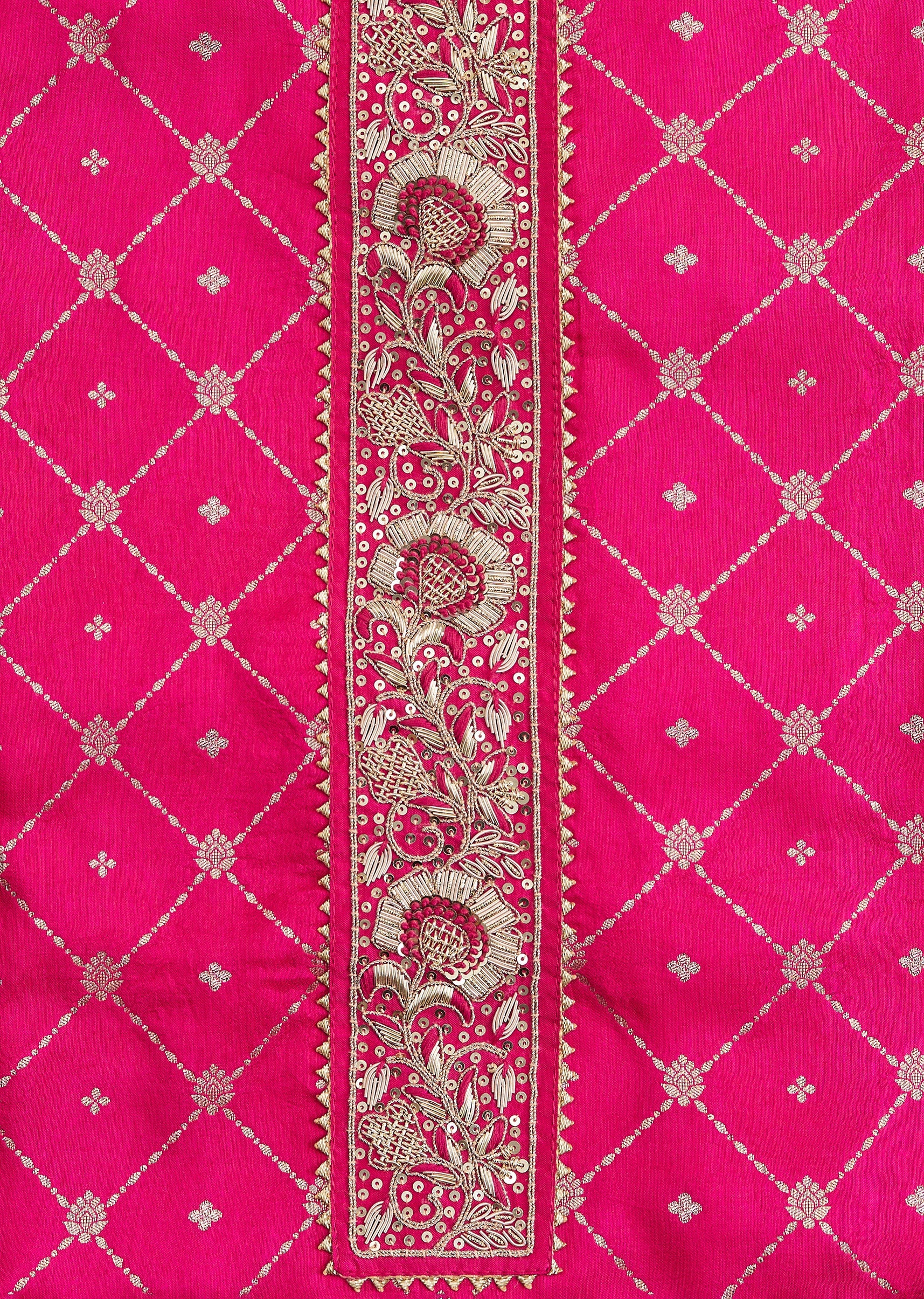 Vibrant Rani Pink Chanderi Suit - Image 4