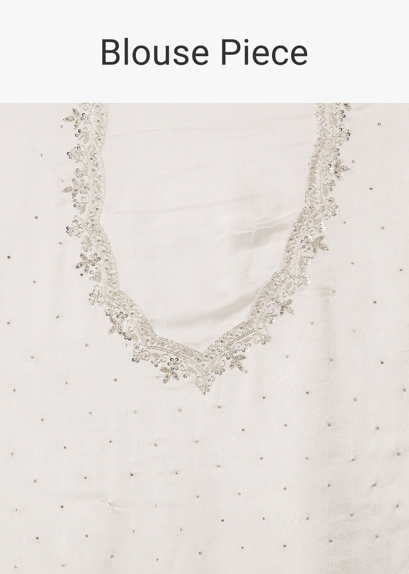 White Chinon Saree With Stone And Sequin Embroidery - Image 11