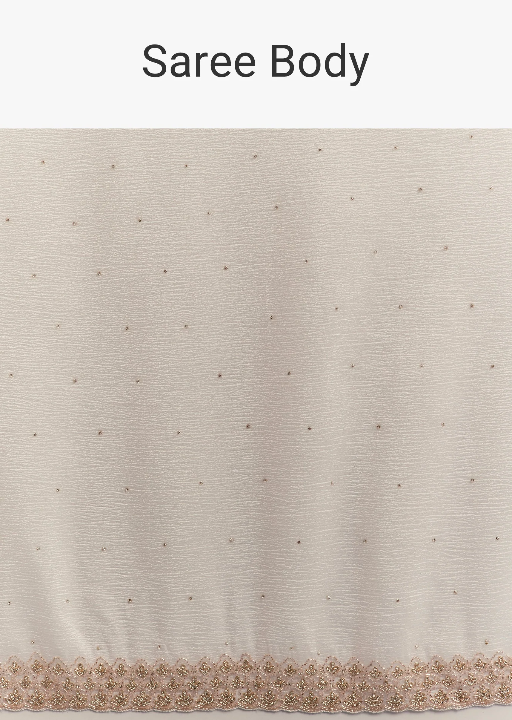 White Crushed Tissue Cutdana Embroidered Saree - Image 9