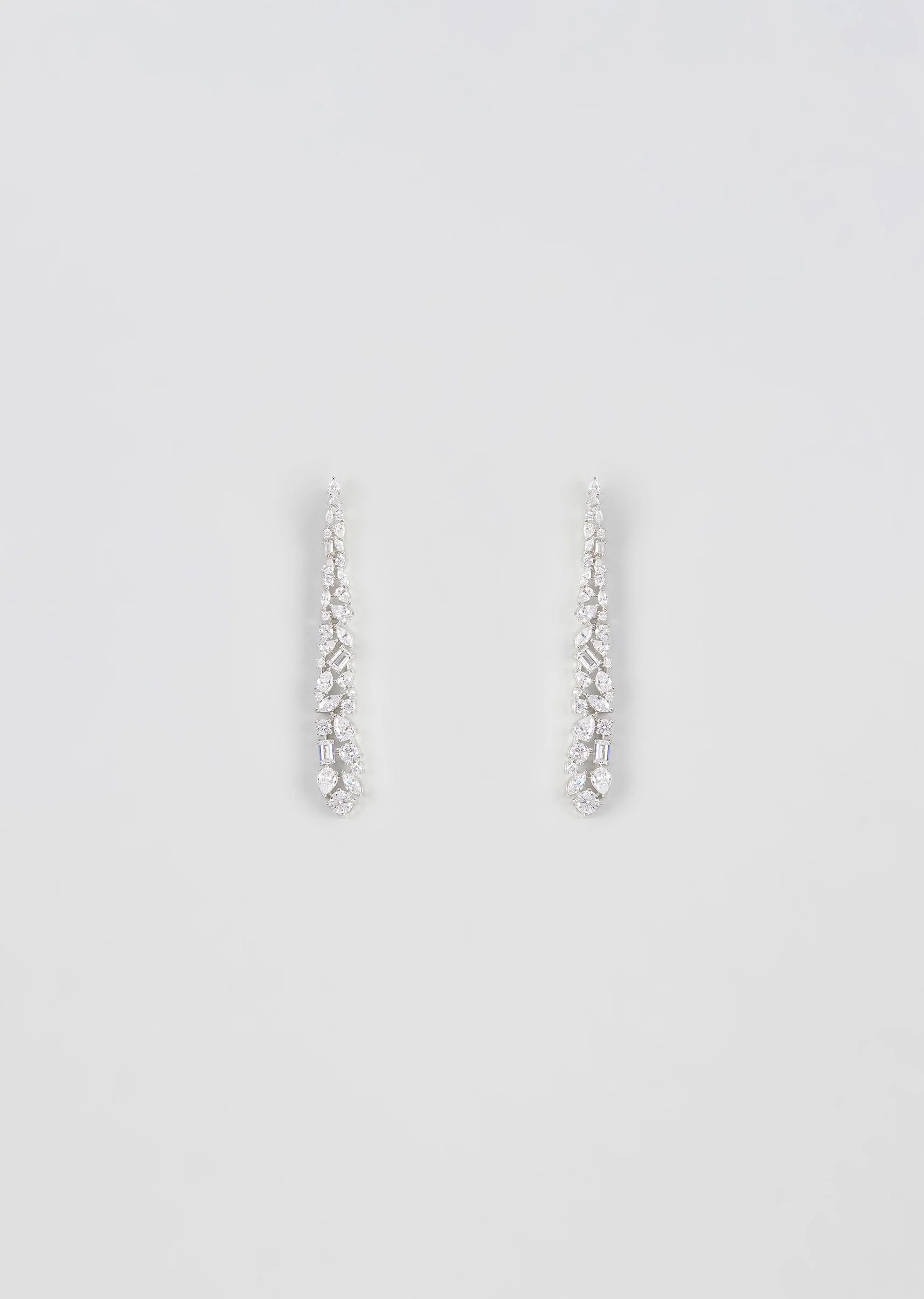 White Finish Zircon Dangler Earrings