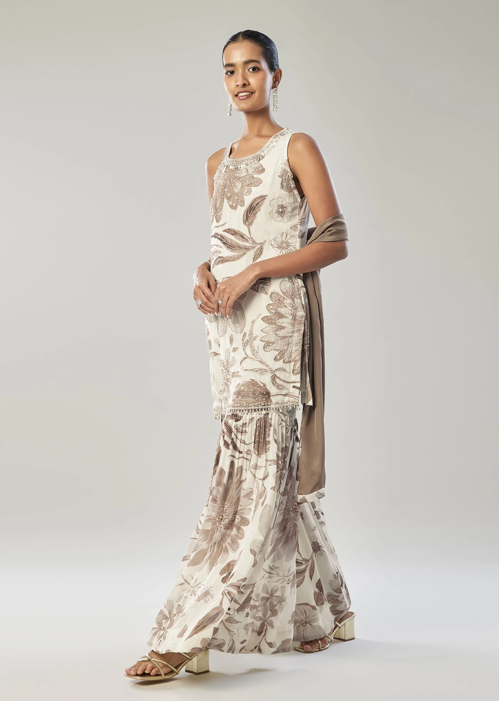 White Floral Sharara Set - Image 3