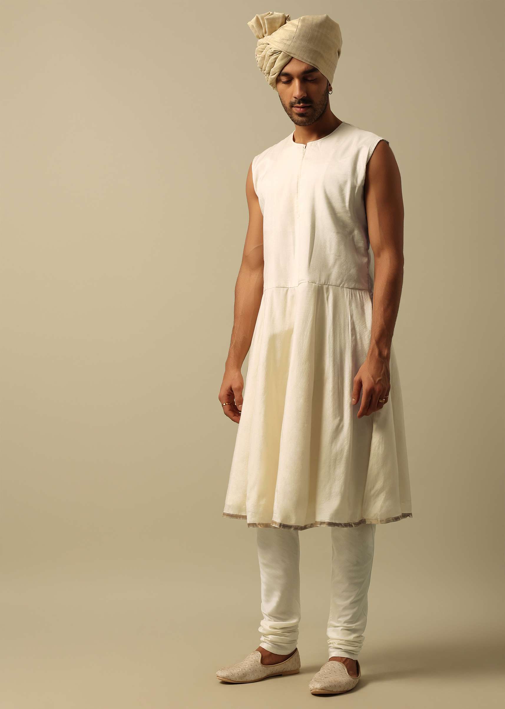 White Sherwani with Exquisite Heavy Embroidery - Image 6