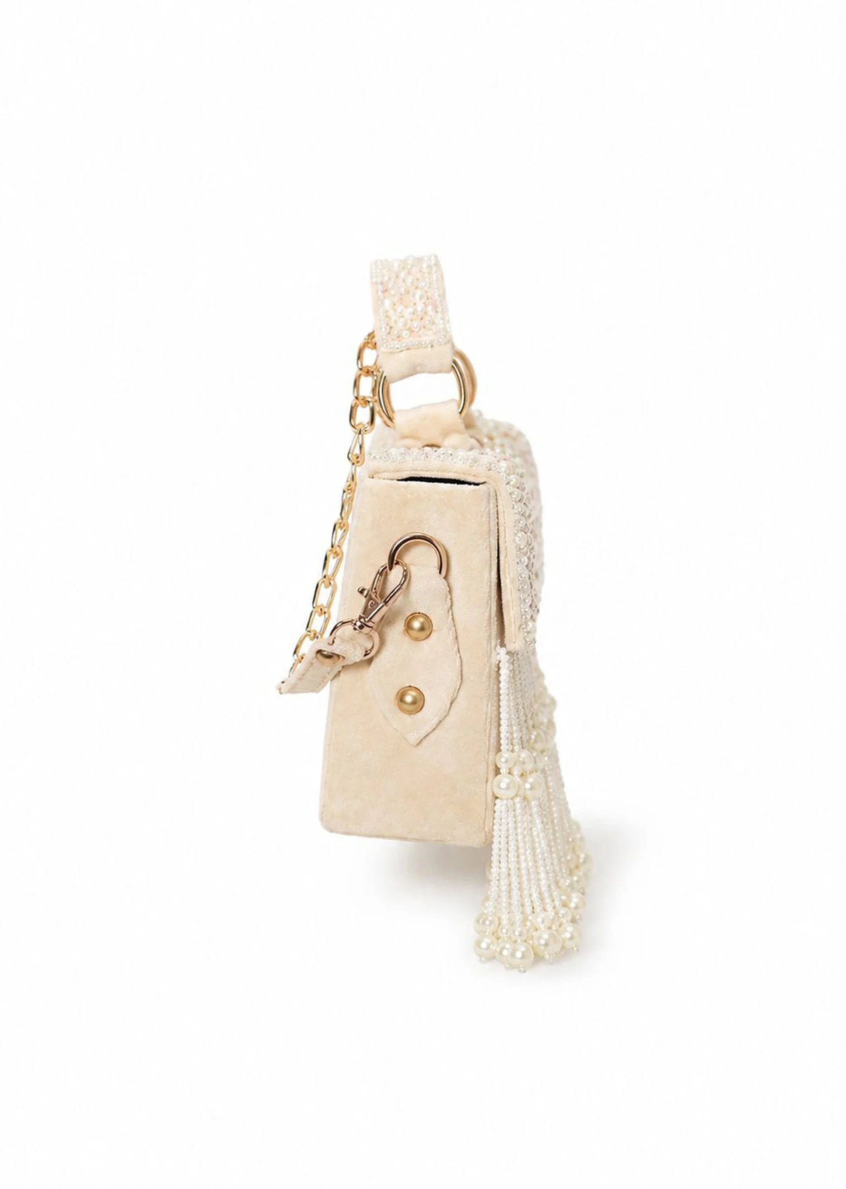 White Tassel Beaded Purse - Image 3