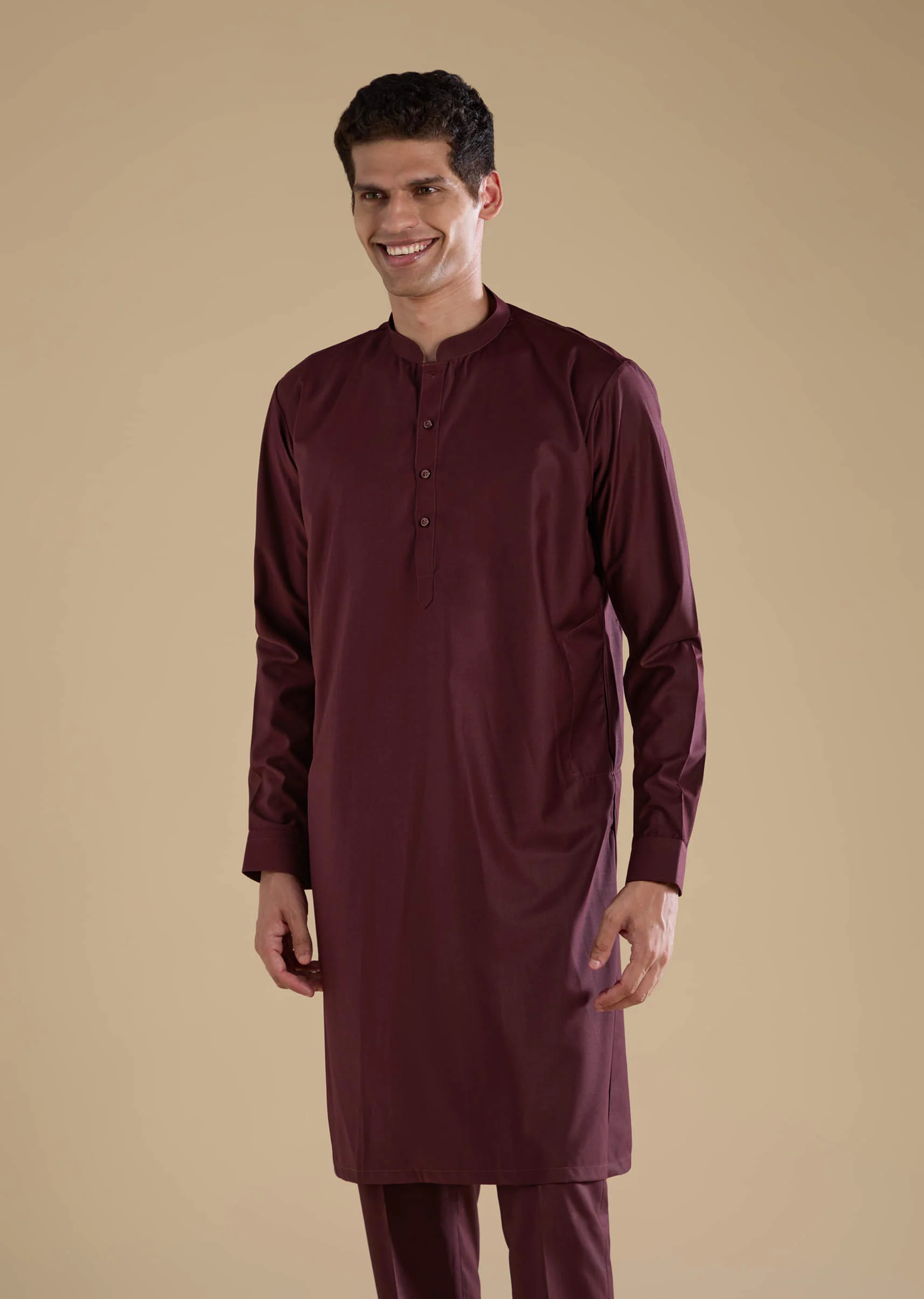 Wine Rayon Jacket Kurta Set with Gotta Work - Image 6