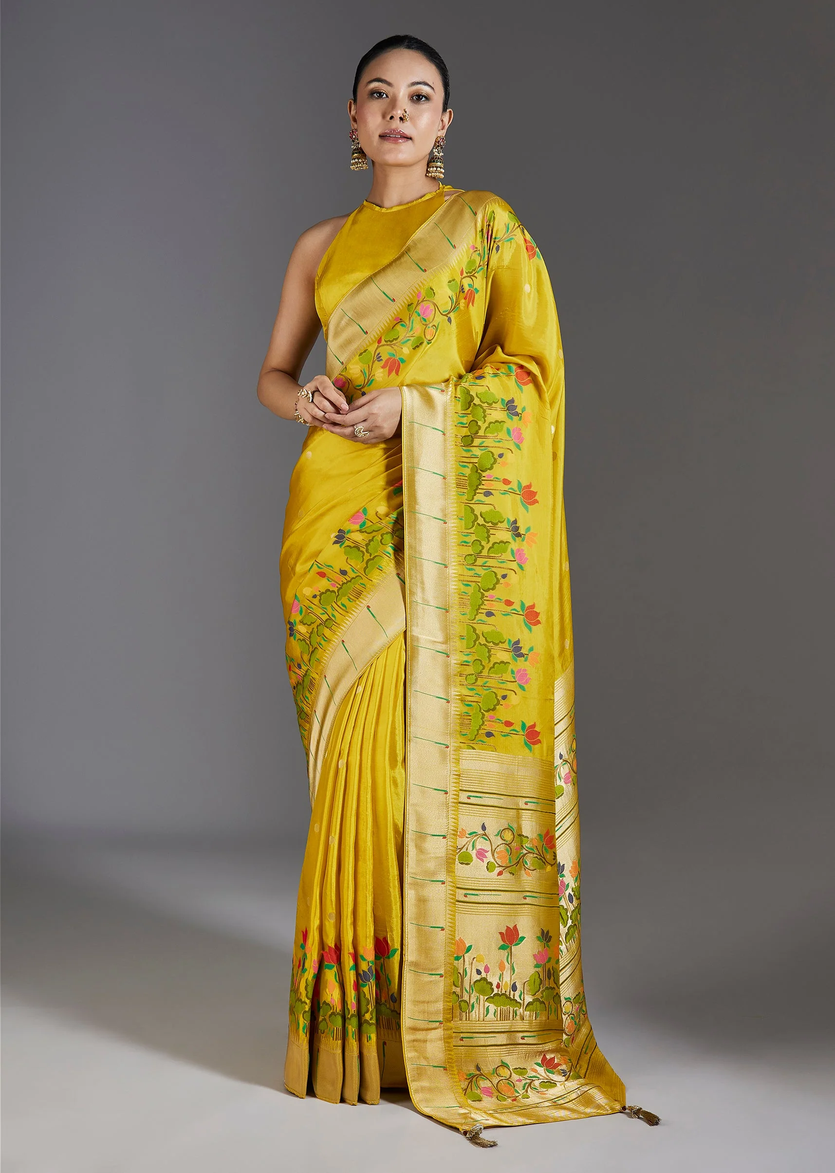 Yellow Dola Silk Saree - Image 3