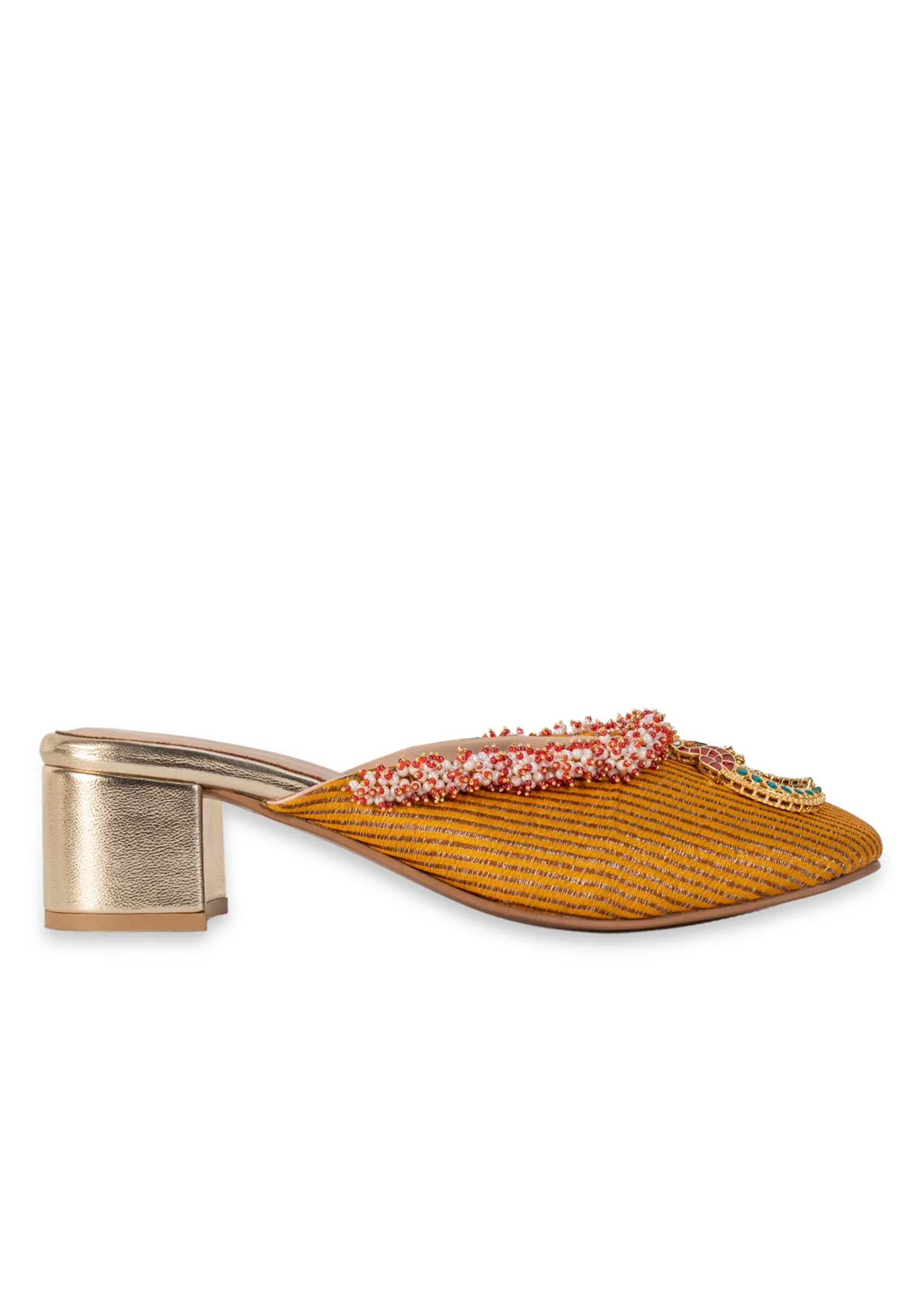 Yellow Embellished Heel Mules - Image 6