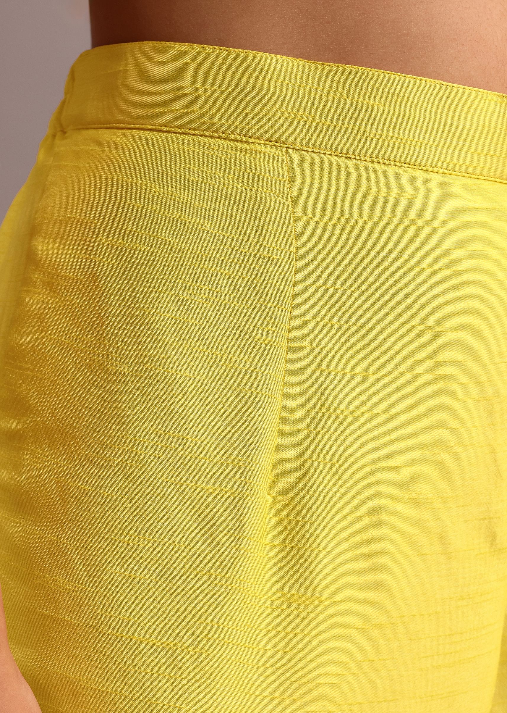 Yellow Embroidered Anarkali Pant Suit With Net Dupatta - Image 6
