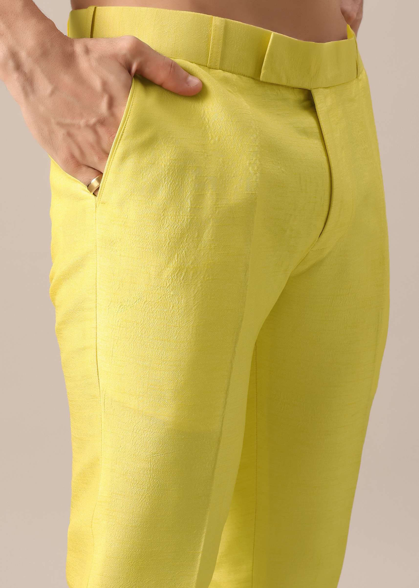 Yellow Mirror Work Jacket And Kurta Set - Image 7