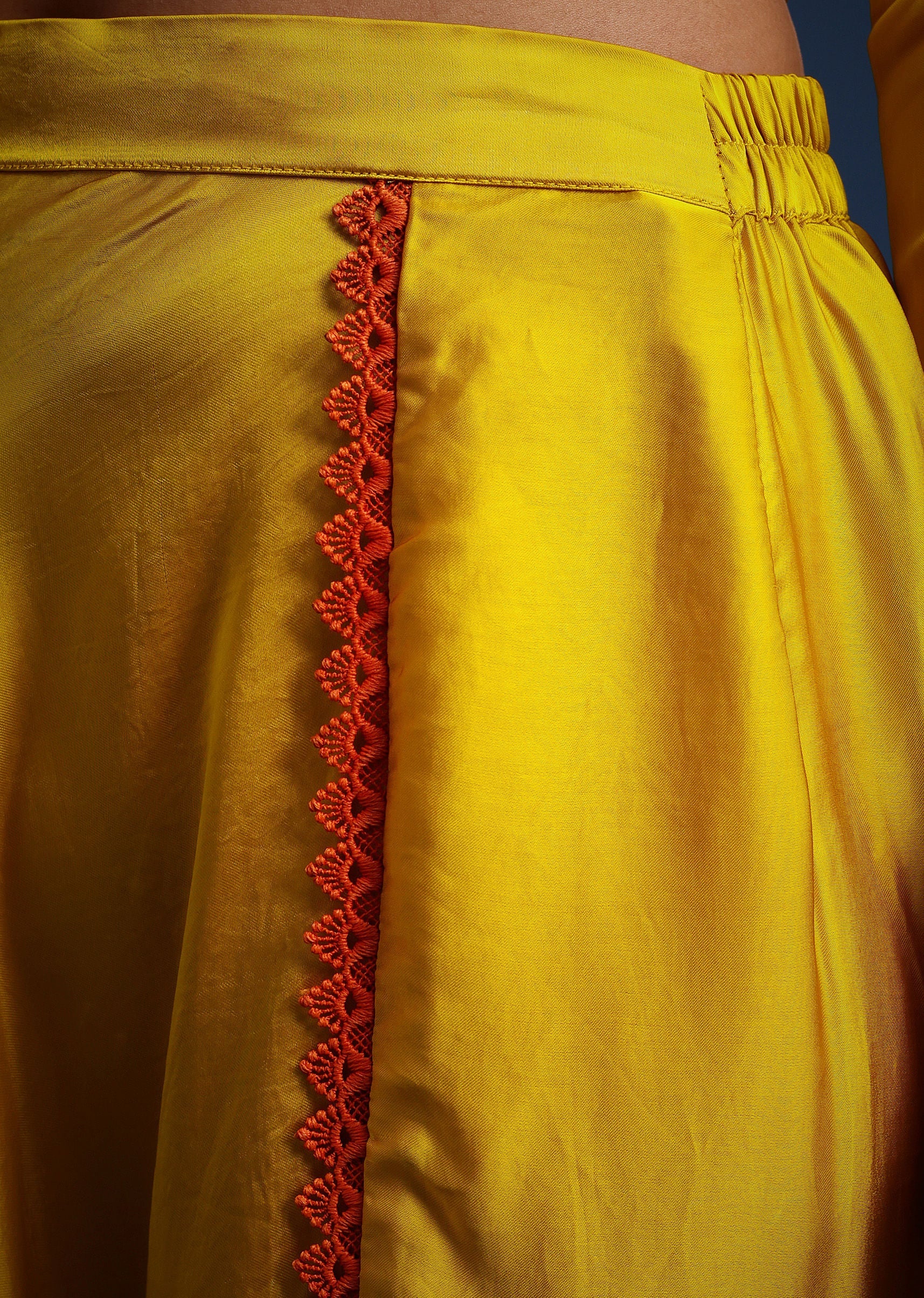 Yellow Satin Kurta And Dhoti Set - Image 6